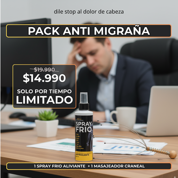 Pack Anti Migraña (1 spray frio aliviante + 1 masajeador craneal)